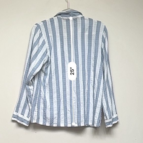 Eberjey Striped Blue and White Button Down Pajama Top - Picture 6 of 7